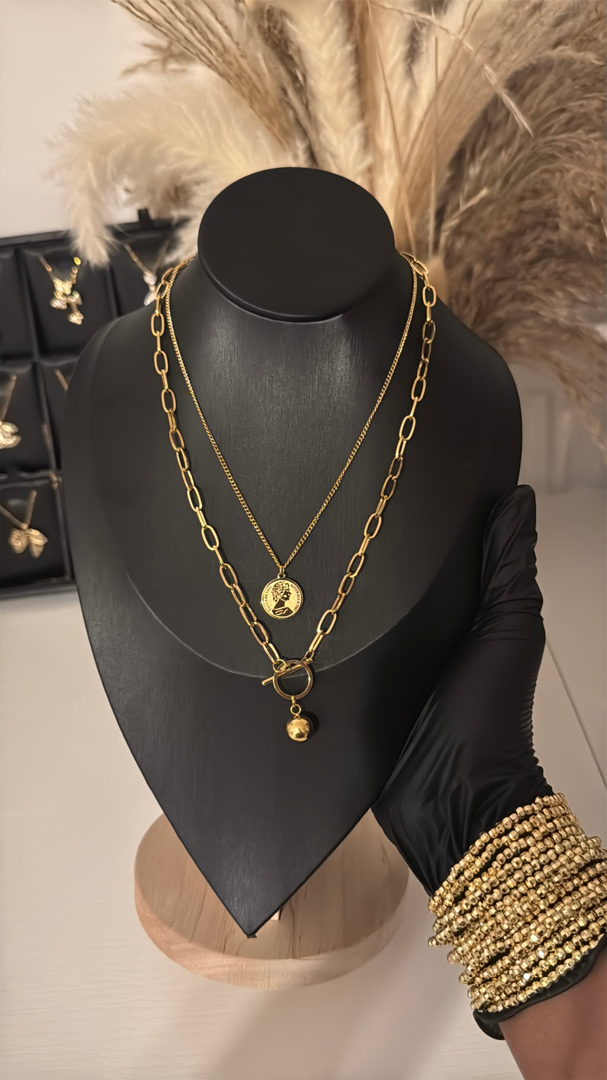 Gold Double Layer Hook Necklace