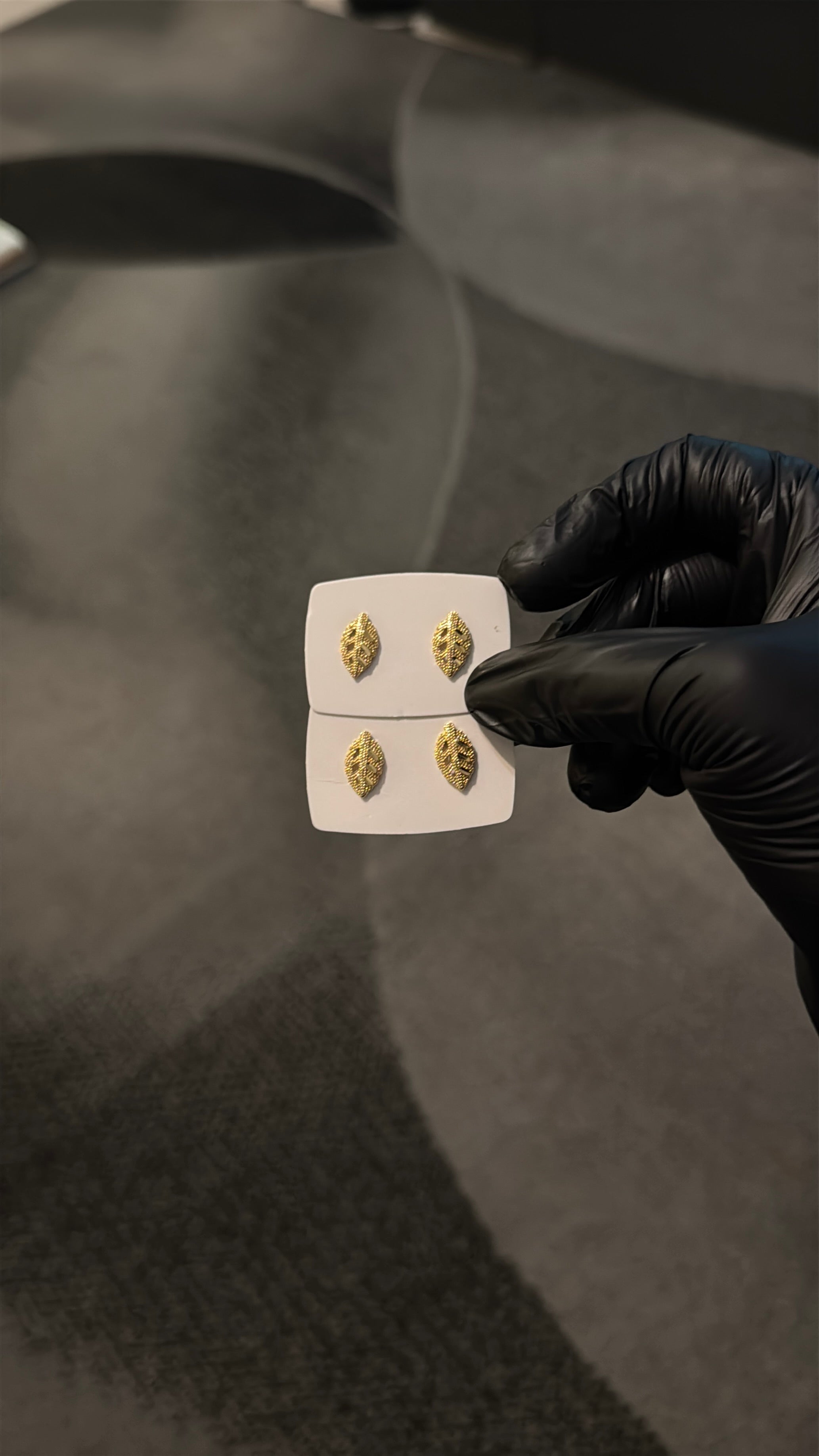 Leaflet Gold Stud Earrings