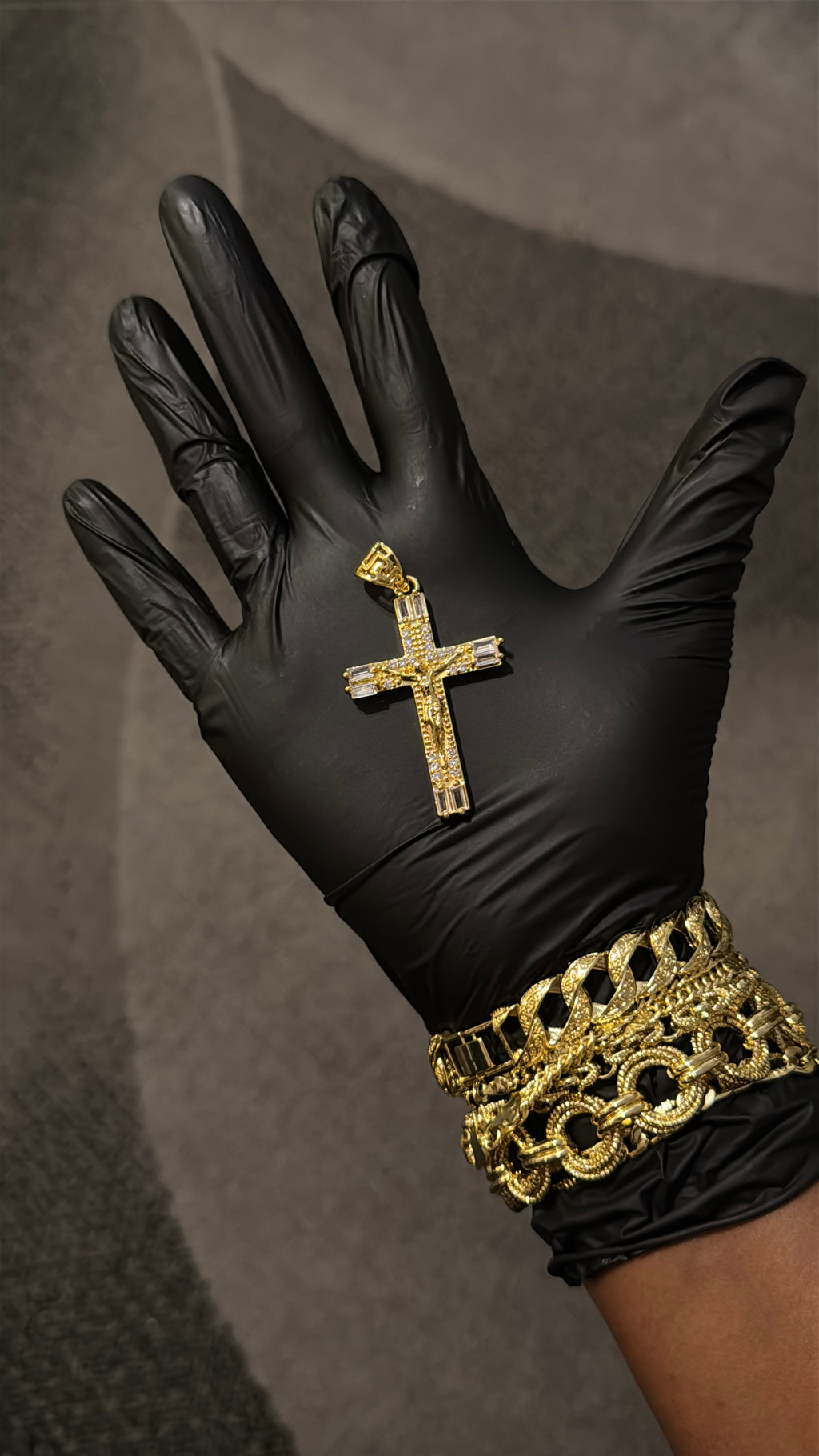 Crystal Cross Gold lookalike Pendant