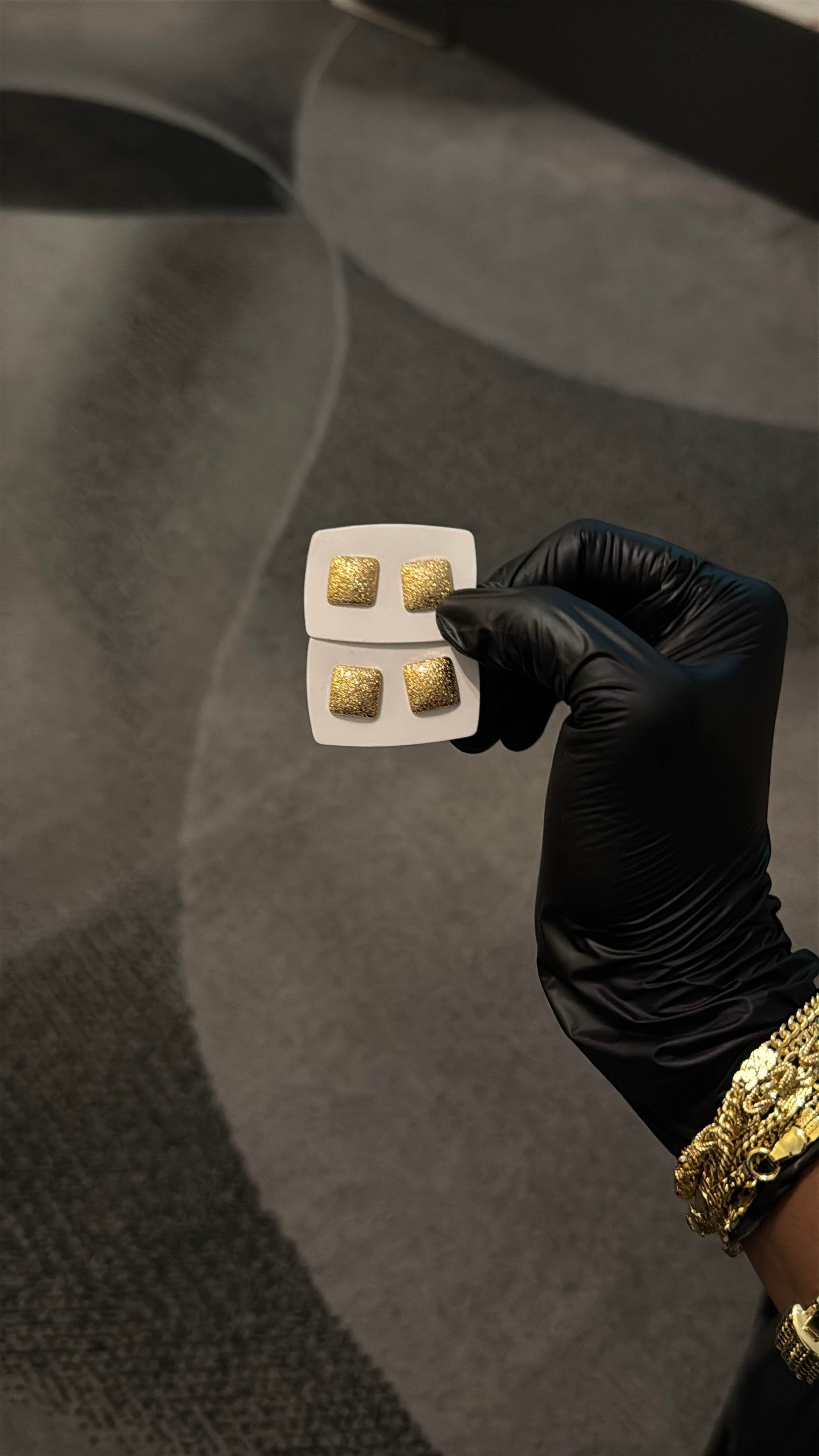 Blur Square Gold Stud Earrings