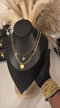 Gold Double Layer Love LV Necklace