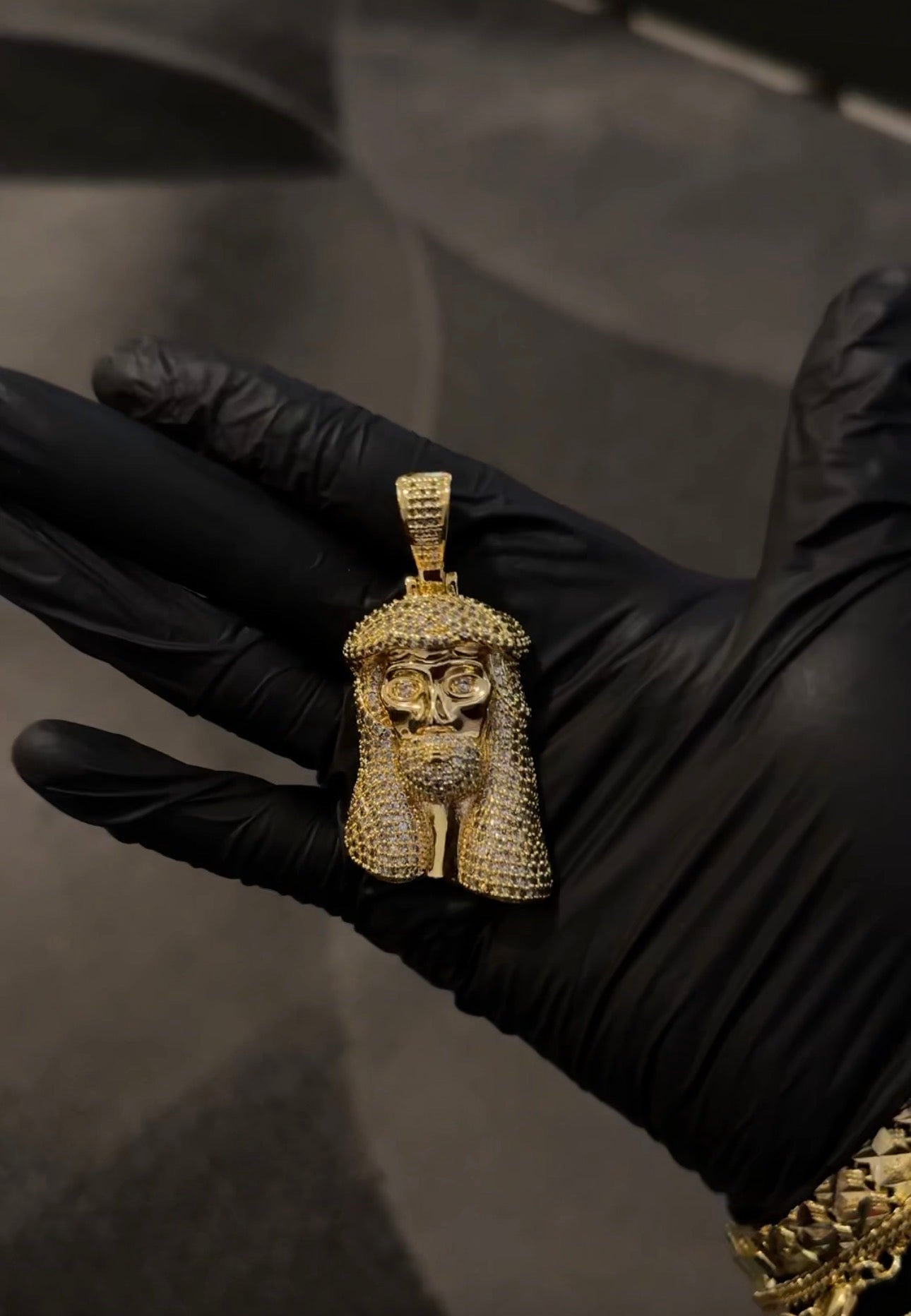Iced Pharaoh Head Pendant