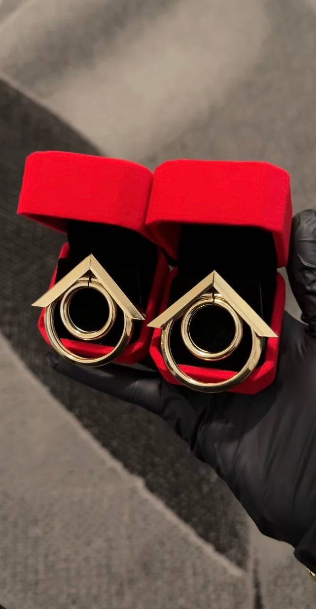 Geometric Gold Statement Drop Earrings