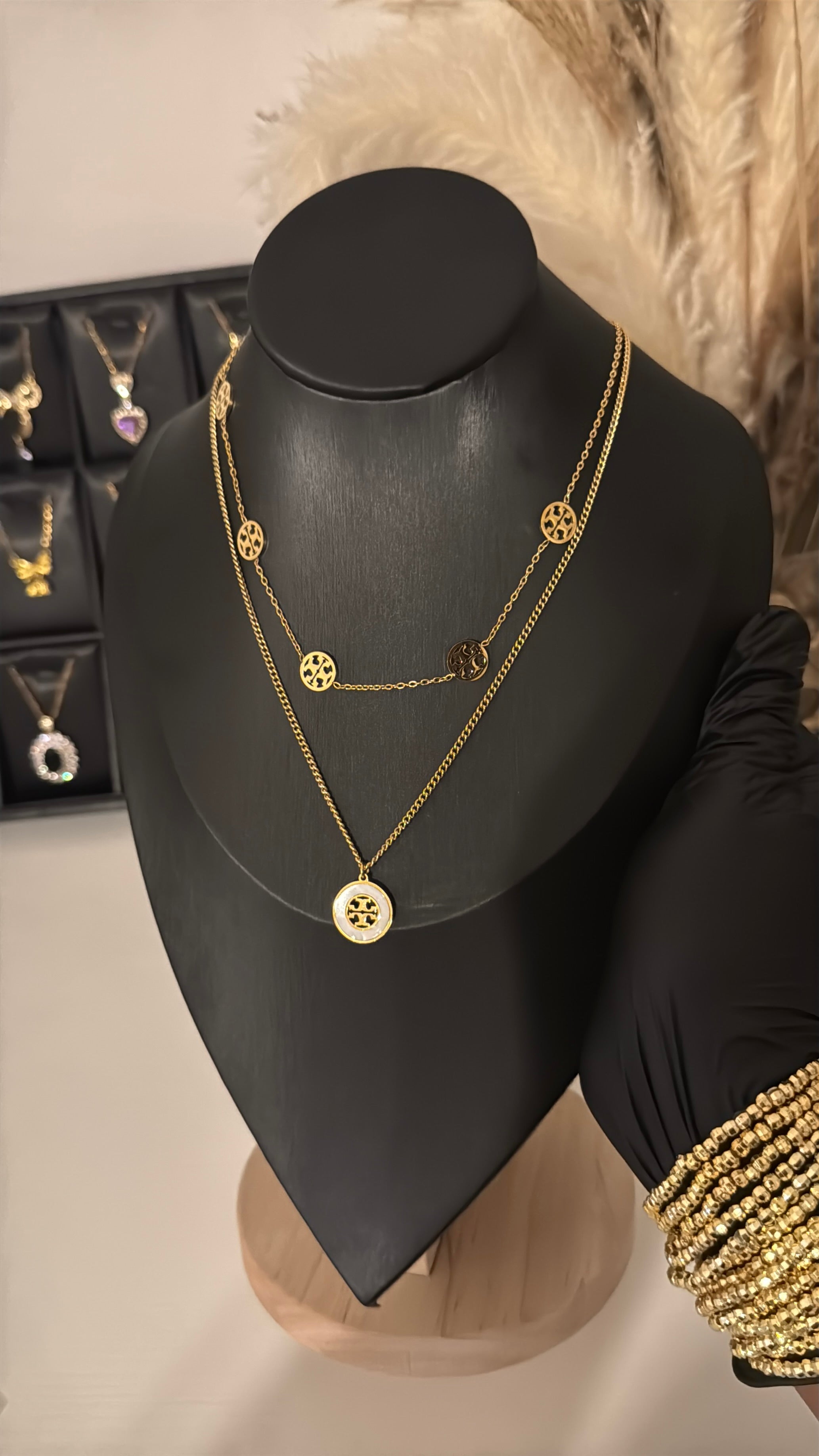 Gold Double Layer Tory Burch Necklace