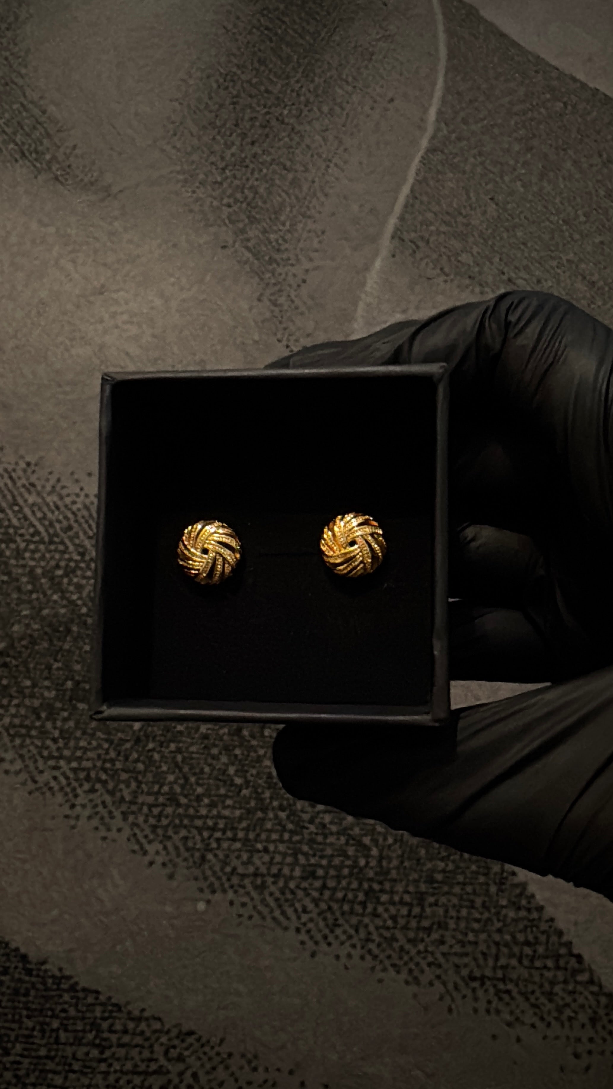 Vintage Spiral Gold Stud Earrings