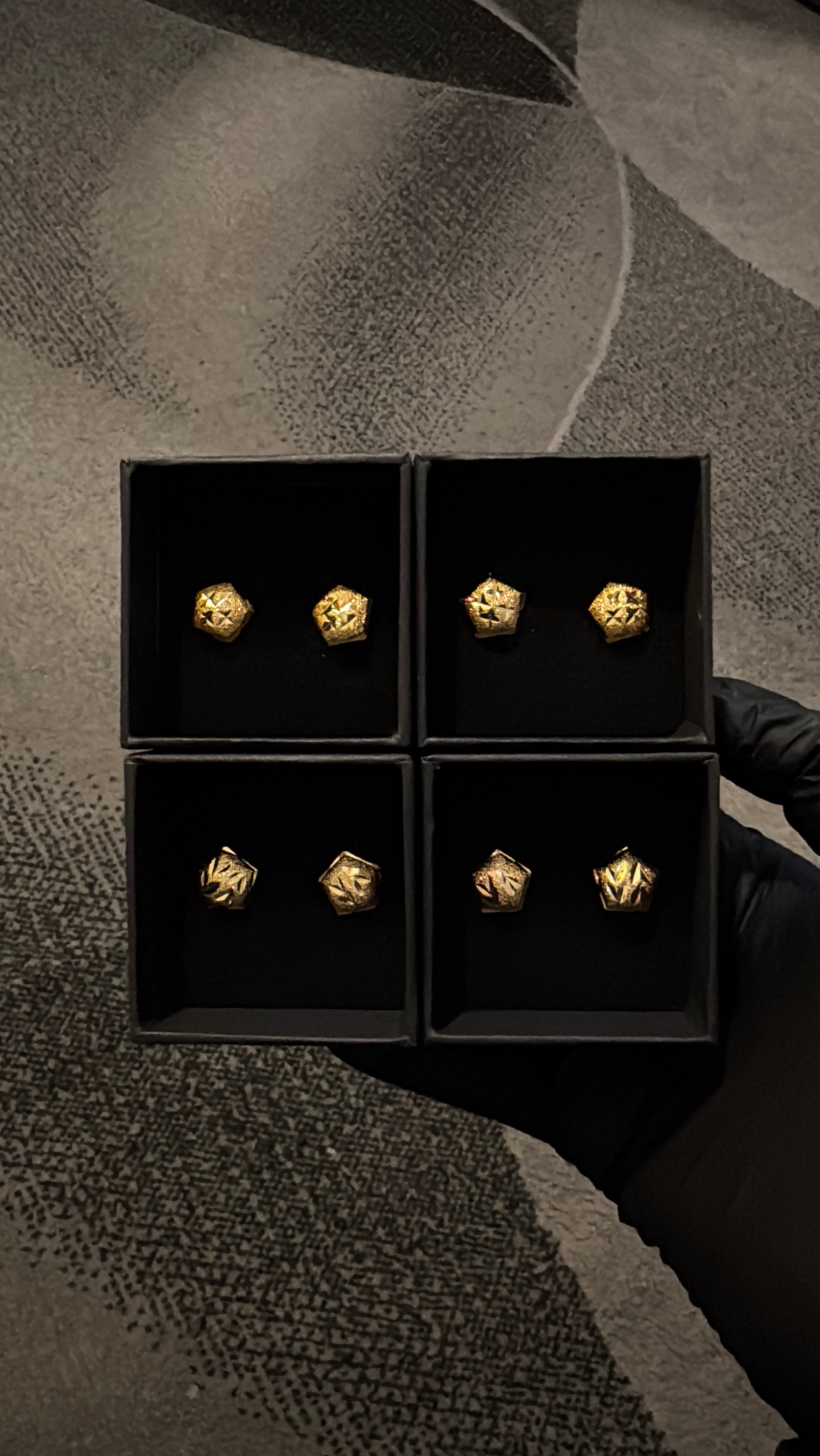 Royal Geometric Gold Stud Earrings