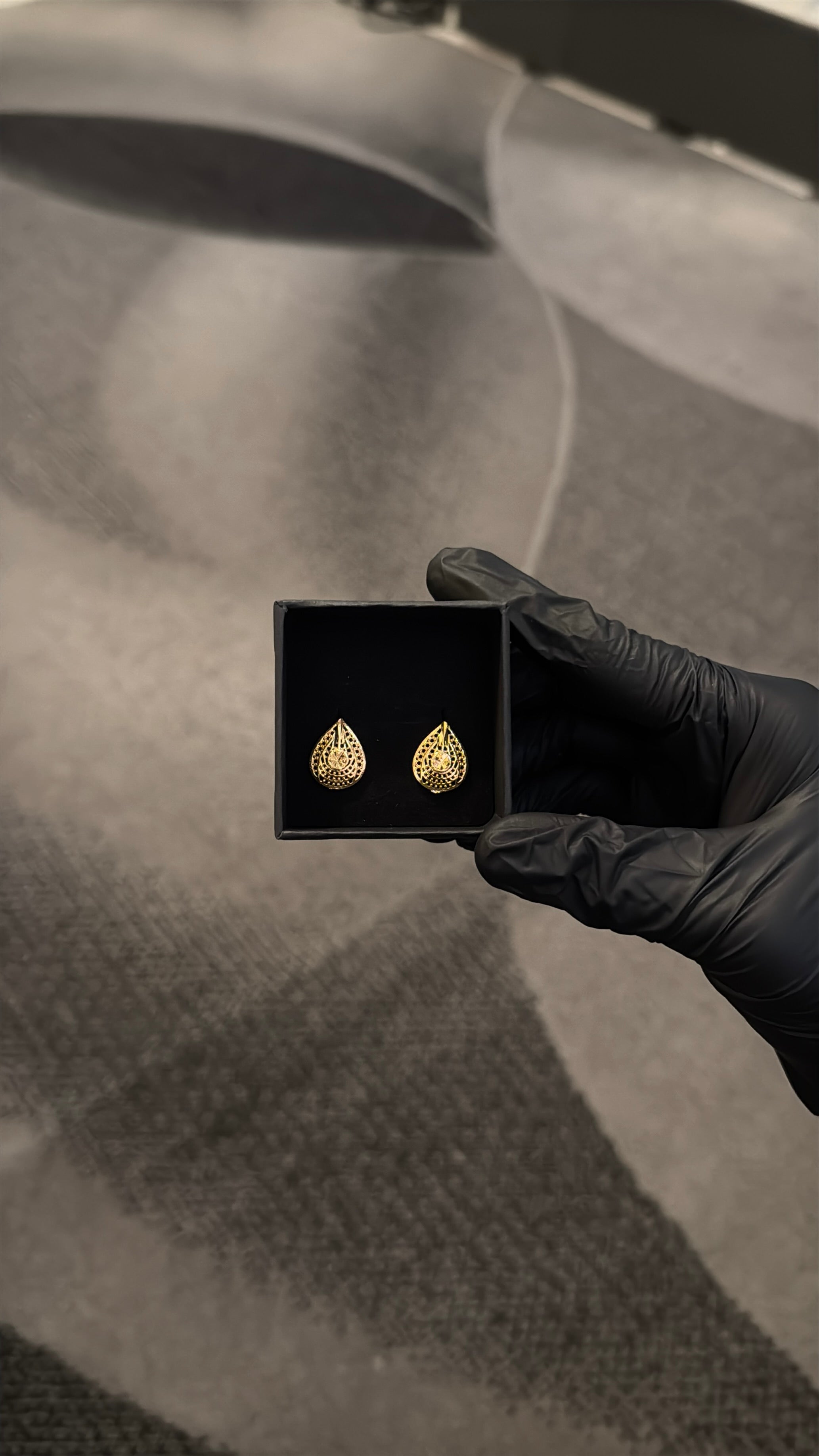Royal Teardrop Gold Stud Earrings