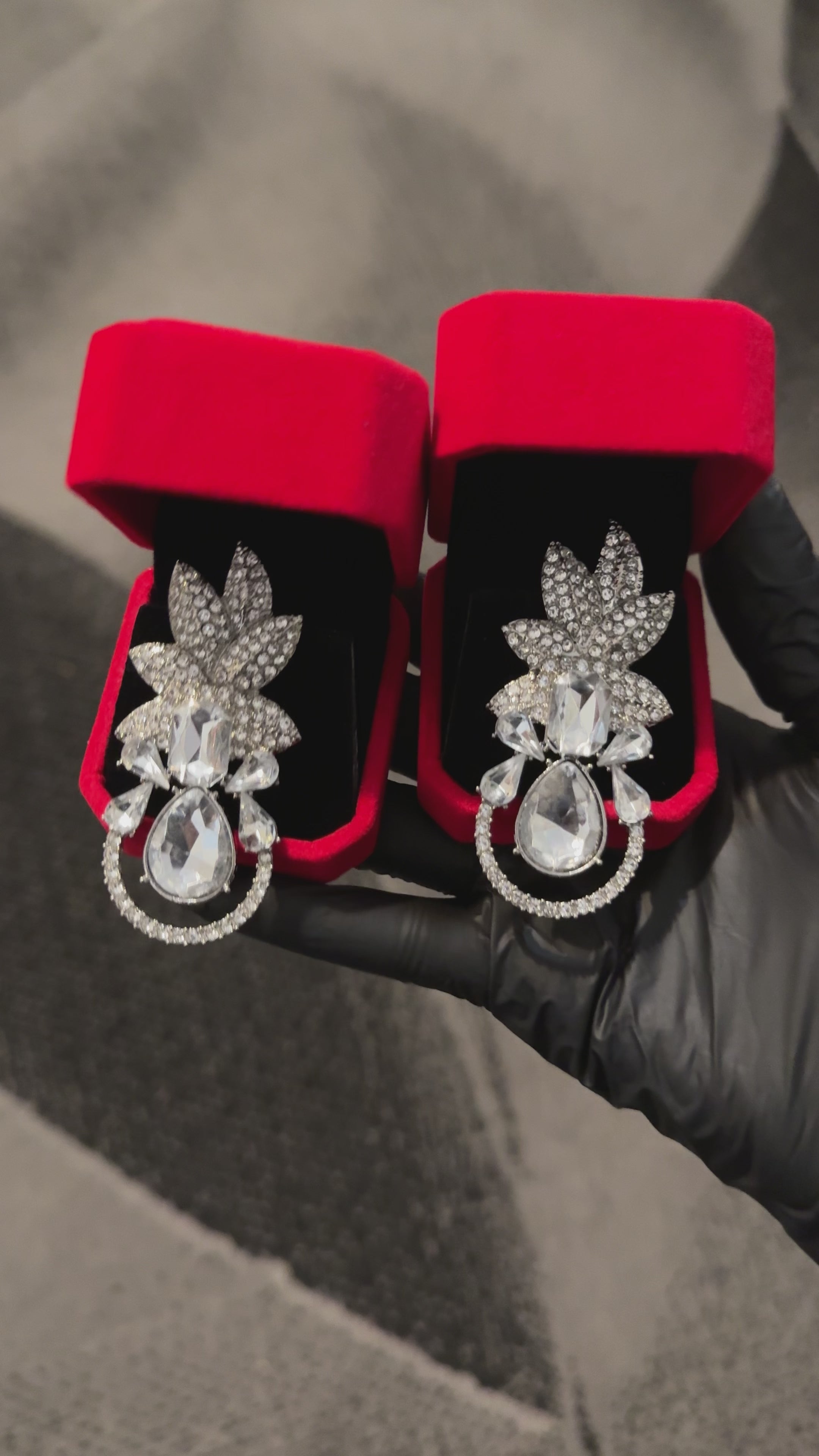 Luxury Crystal Floral Statement Earrings