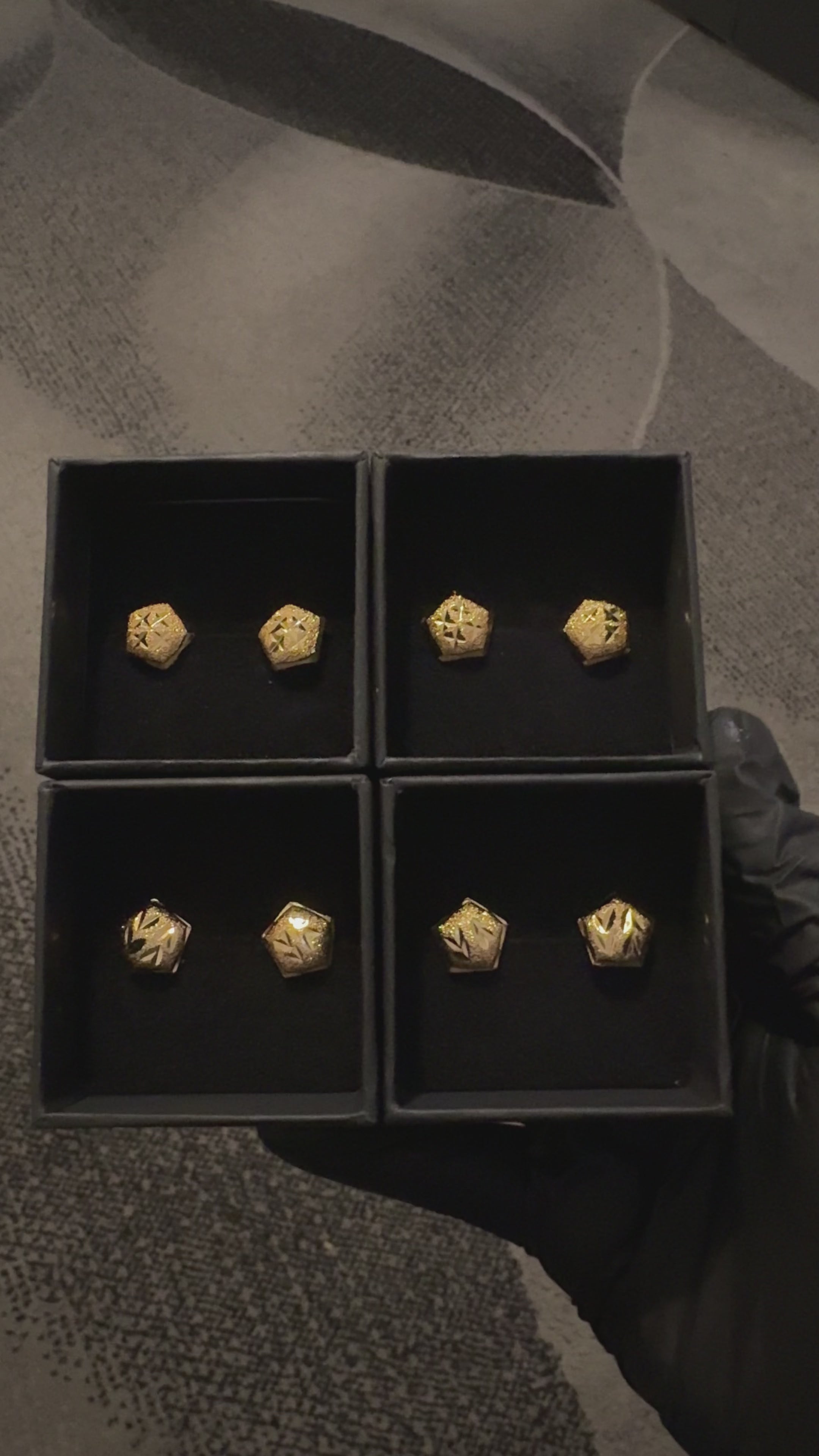 Royal Geometric Gold Stud Earrings