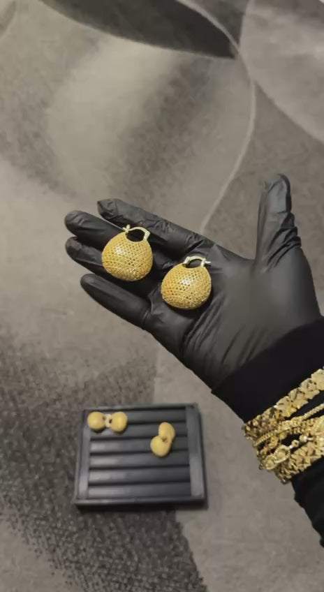 Golden Mesh Dome Earrings