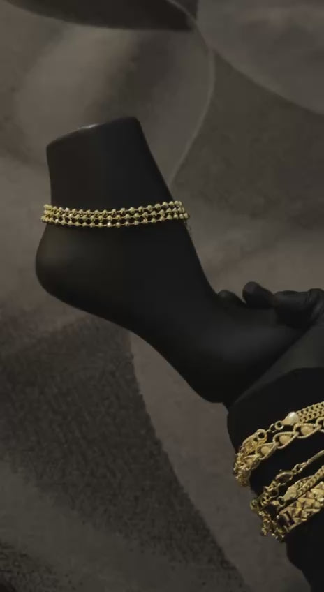 Royal Beaded Gold Anklet
