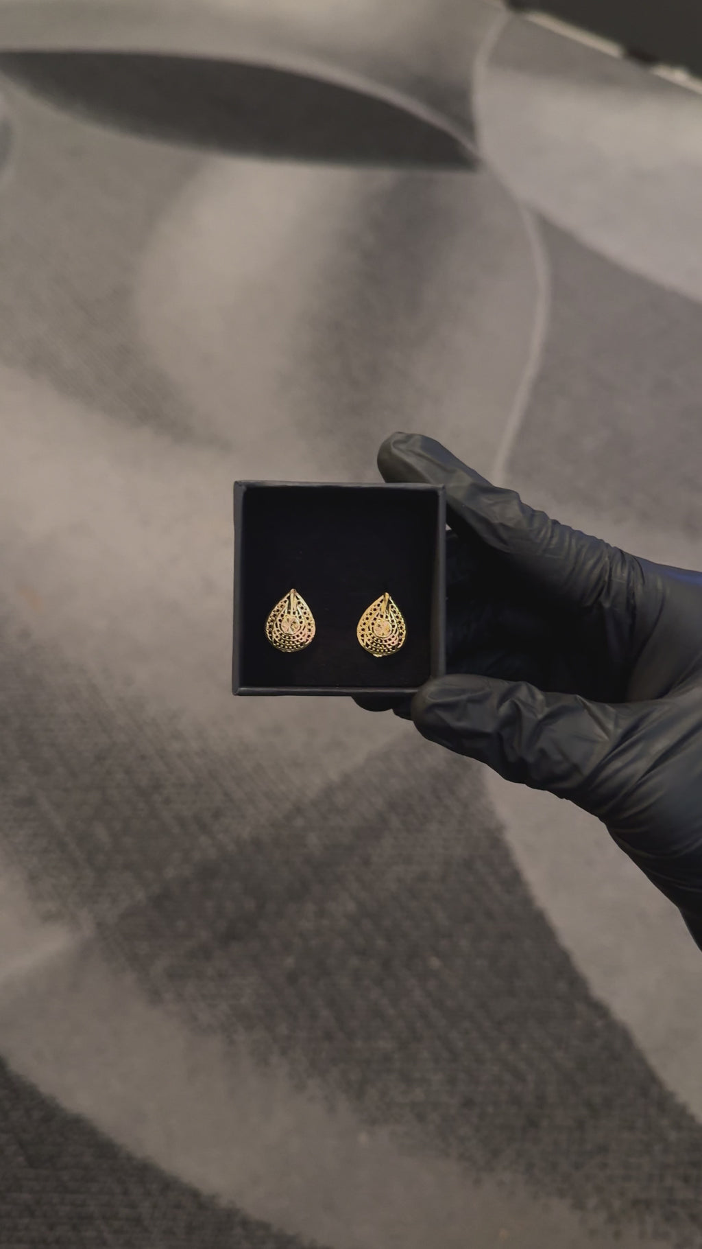 Royal Teardrop Gold Stud Earrings