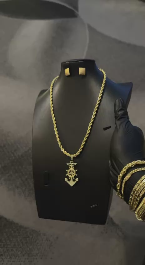 Gold Nautical Anchor Chain & Pendant Only Gold Lookalike Combo