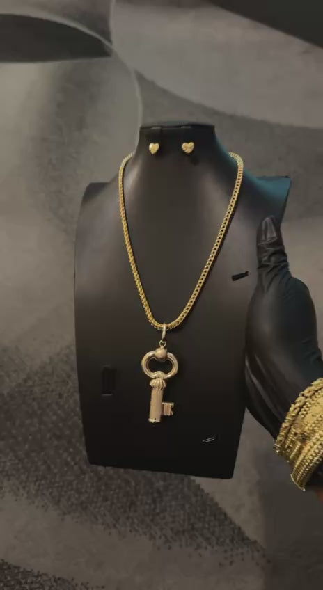 Gold Vintage Key Chain & Pendant Only Gold Lookalike Combo