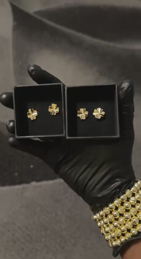 Lucky Clover Gold Stud Earrings