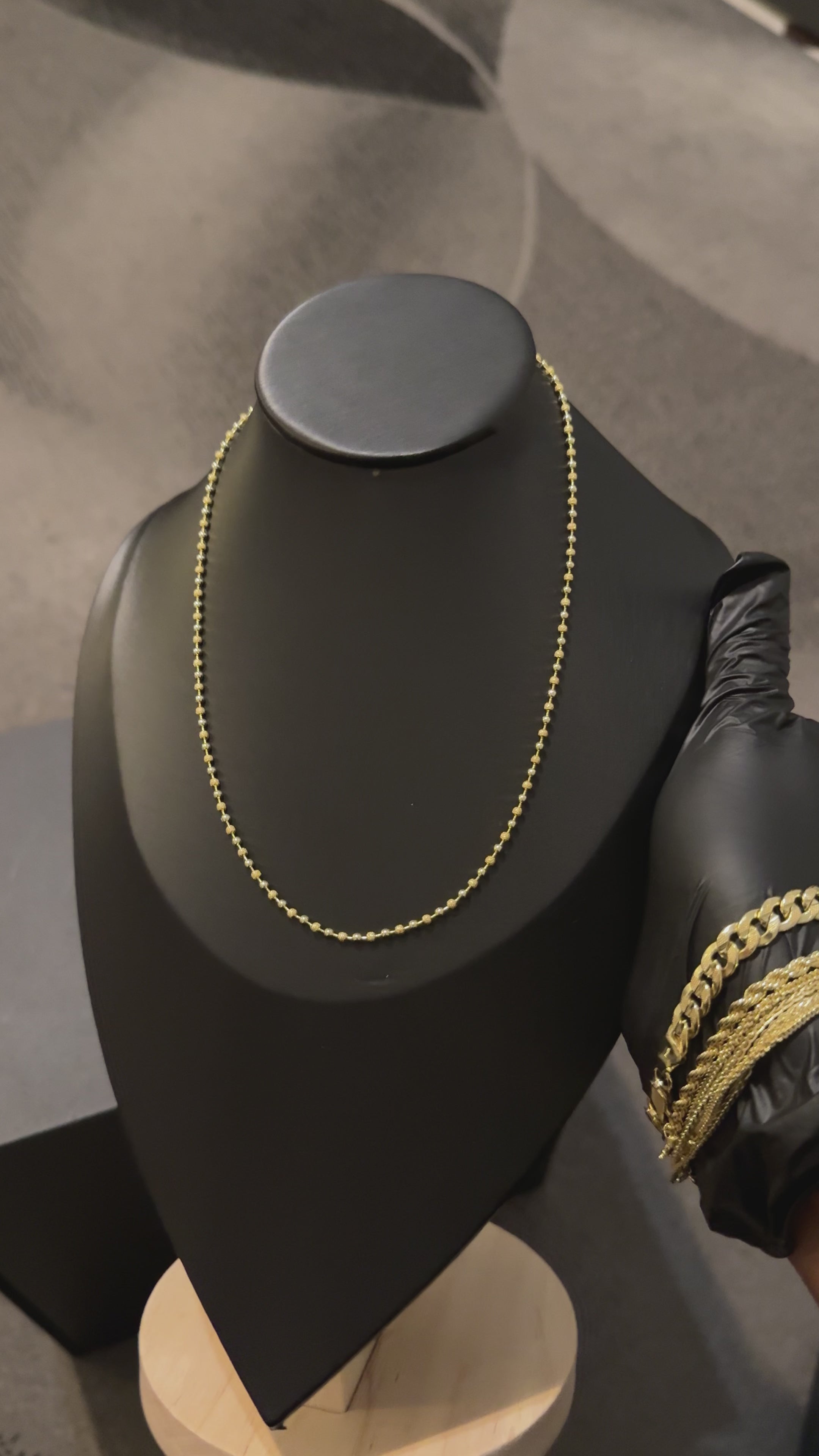 Dainty Beaded Gold Chain Necklace