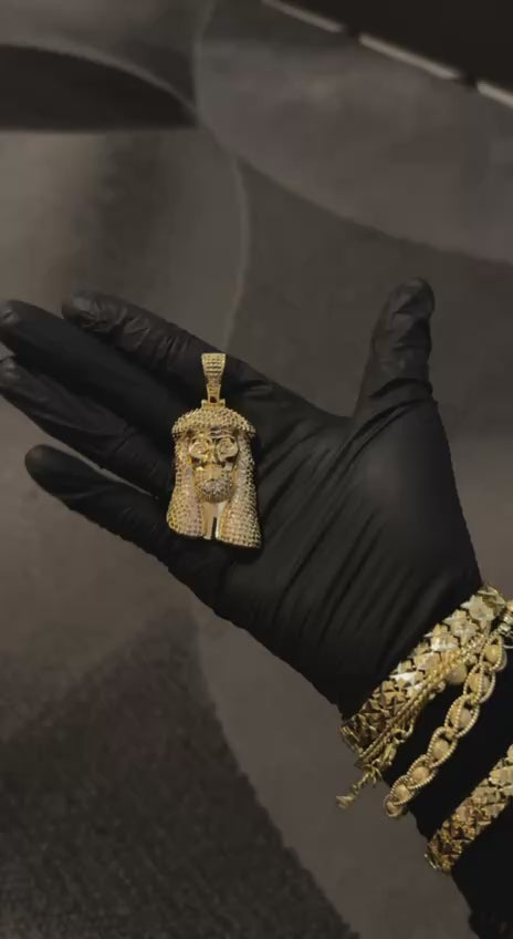 Iced Pharaoh Head Pendant