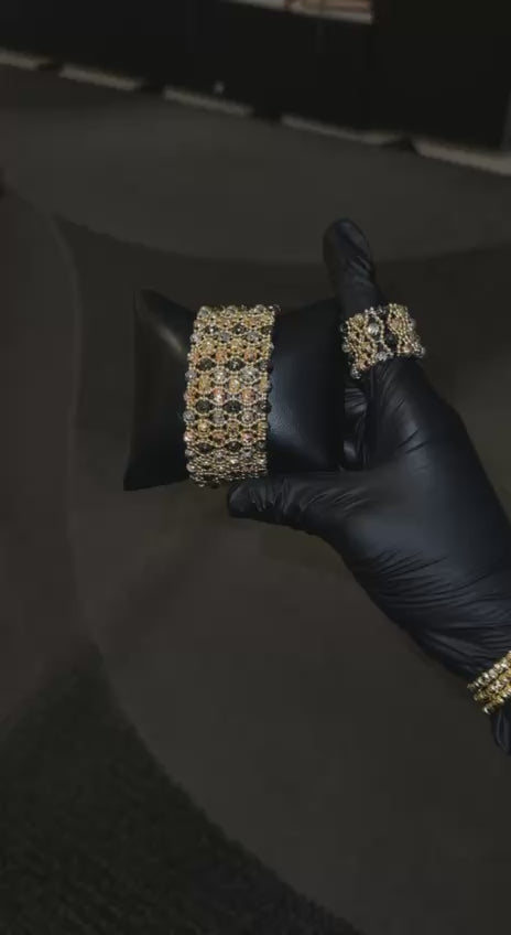 Luxury Crystal Mesh Bracelet & Statement Ring Set
