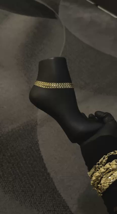 Luxury Double Layer Cuban Gold Anklet